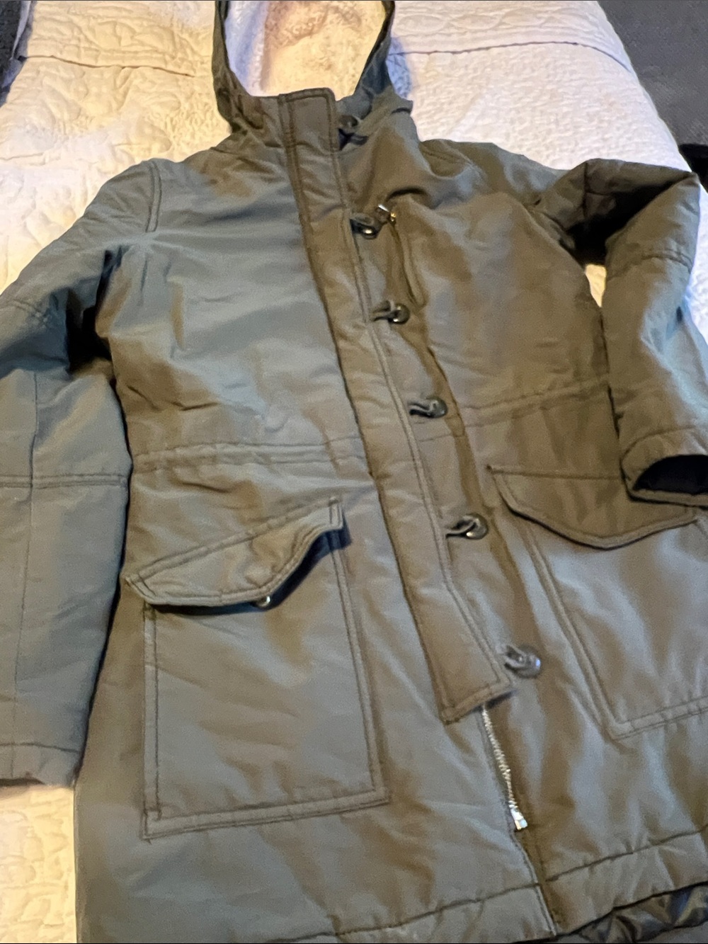 Vintage American Eagle Outfitters Olive Hooded Military Field Coat